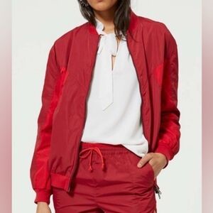 Rebecca Minkoff Dark Red Darma Track Bomber Windbreaker Jacket